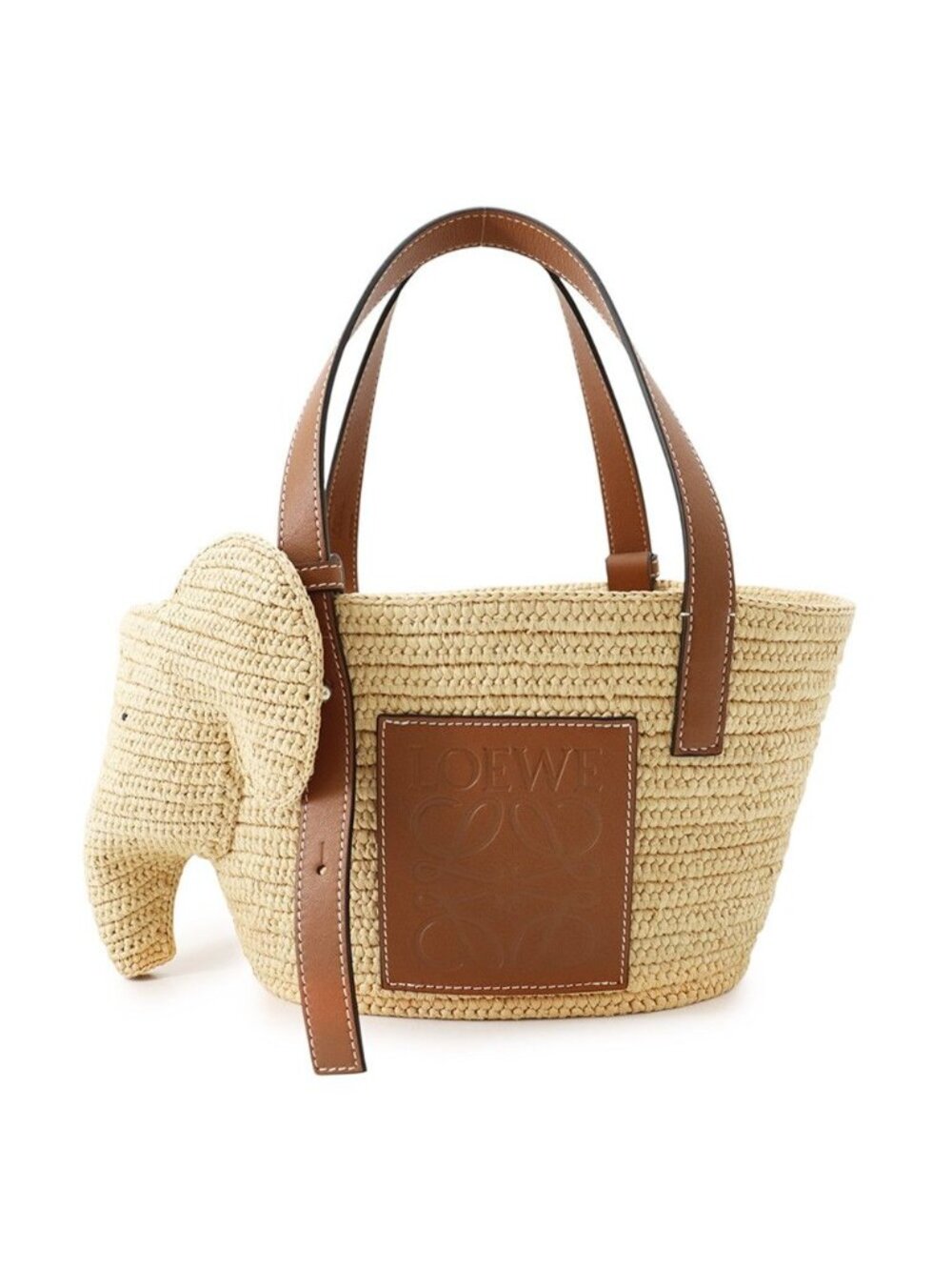 Loewe Handbag Elephant Basket Bag Small Raffia Leather